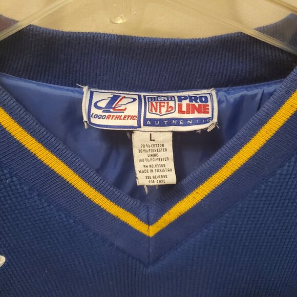 Authentic Vintage L.A. RAMS NFL Pro Line Men's Large Pullover, Waffle Weave - Picture 2 of 3